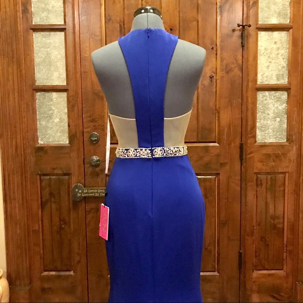 🔥JVN Jovani Royal Blue Illusion Fitted Dress! - Picture 5 of 8